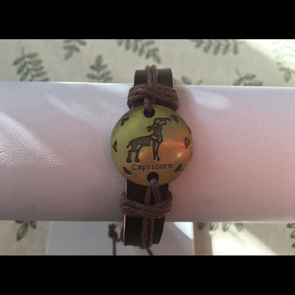 Brown Leather Capricorn Bracelet